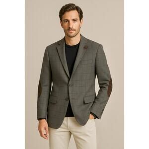 Tommy Hilfiger Gray Sport Coat Wool 40L Elbow Patch Academia Preppy Heritage